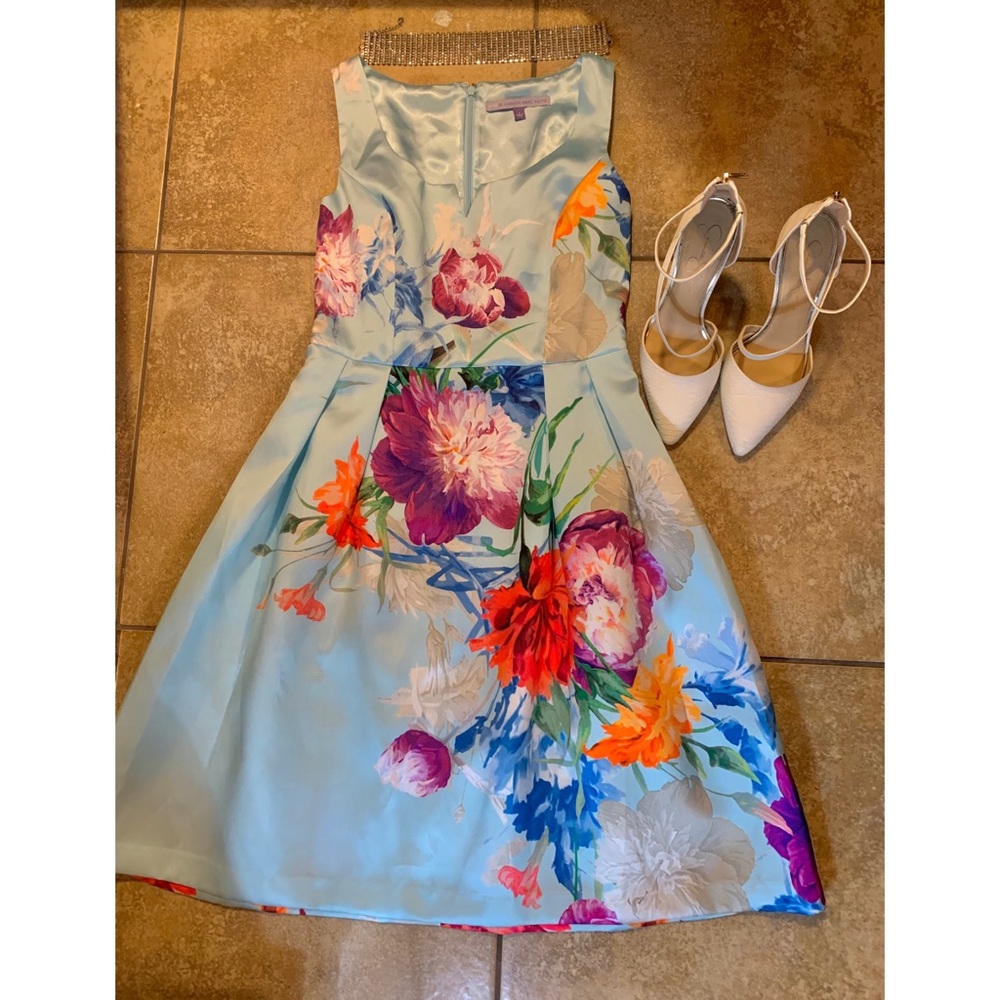 Carmen Marc Valvo Blue A-Line Dress